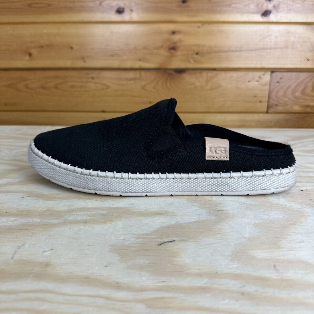UGG Delu Black Slip On Mule Sneakers  Fabric Comfort Flats Womens Sz 9